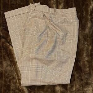 David N Women's Classic 10 High Rise Fully Lined Glen Plaid Cuffed Wool Trousers